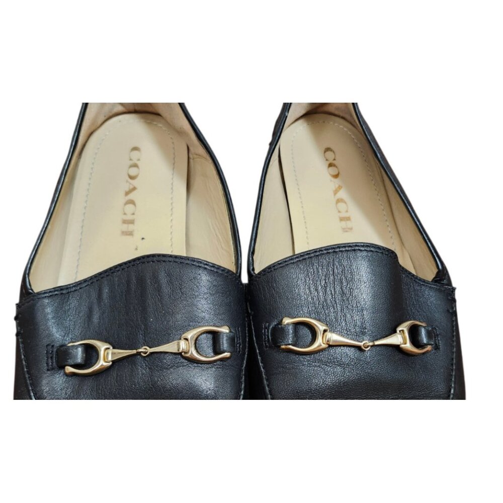 Coach Leather Loafers Womens 6 Black Horsebit Slip On Flats Classic - Picture 4 of 11